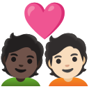 Google (Android 12L)  🧑🏿‍❤️‍🧑🏻  Couple With Heart: Person, Person, Dark Skin Tone, Light Skin Tone Emoji