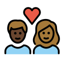 OpenMoji 13.1  🧑🏿‍❤️‍🧑🏾  Couple With Heart: Person, Person, Dark Skin Tone, Medium-dark Skin Tone Emoji