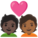 Google (Android 12L)  🧑🏿‍❤️‍🧑🏾  Couple With Heart: Person, Person, Dark Skin Tone, Medium-dark Skin Tone Emoji