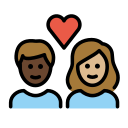 OpenMoji 13.1  🧑🏿‍❤️‍🧑🏼  Couple With Heart: Person, Person, Dark Skin Tone, Medium-light Skin Tone Emoji