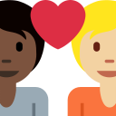 Twitter (Twemoji 14.0)  🧑🏿‍❤️‍🧑🏼  Couple With Heart: Person, Person, Dark Skin Tone, Medium-light Skin Tone Emoji