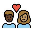 OpenMoji 13.1  🧑🏿‍❤️‍🧑🏽  Couple With Heart: Person, Person, Dark Skin Tone, Medium Skin Tone Emoji
