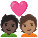 Google (Android 12L)  🧑🏿‍❤️‍🧑🏽  Couple With Heart: Person, Person, Dark Skin Tone, Medium Skin Tone Emoji