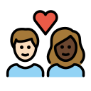 OpenMoji 13.1  🧑🏻‍❤️‍🧑🏿  Couple With Heart: Person, Person, Light Skin Tone, Dark Skin Tone Emoji