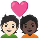 Google (Android 12L)  🧑🏻‍❤️‍🧑🏿  Couple With Heart: Person, Person, Light Skin Tone, Dark Skin Tone Emoji