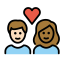 OpenMoji 13.1  🧑🏻‍❤️‍🧑🏾  Couple With Heart: Person, Person, Light Skin Tone, Medium-dark Skin Tone Emoji