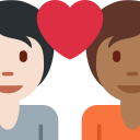Twitter (Twemoji 14.0)  🧑🏻‍❤️‍🧑🏾  Couple With Heart: Person, Person, Light Skin Tone, Medium-dark Skin Tone Emoji