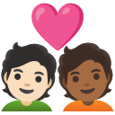 Google (Android 12L)  🧑🏻‍❤️‍🧑🏾  Couple With Heart: Person, Person, Light Skin Tone, Medium-dark Skin Tone Emoji