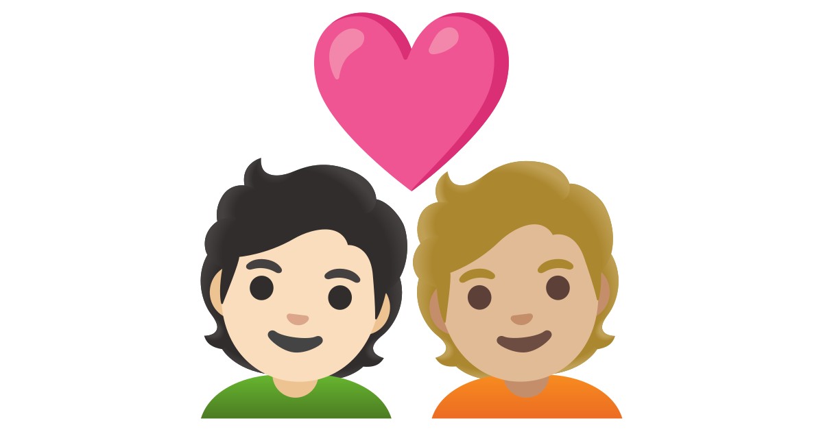 🧑🏻‍❤️‍🧑🏼  Couple With Heart: Person, Person, Light Skin Tone, Medium-light Skin Tone