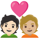 Google (Android 12L)  🧑🏻‍❤️‍🧑🏼  Couple With Heart: Person, Person, Light Skin Tone, Medium-light Skin Tone Emoji