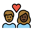 OpenMoji 13.1  🧑🏾‍❤️‍🧑🏿  Couple With Heart: Person, Person, Medium-dark Skin Tone, Dark Skin Tone Emoji