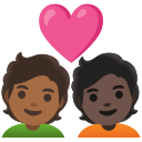 Google (Android 12L)  🧑🏾‍❤️‍🧑🏿  Couple With Heart: Person, Person, Medium-dark Skin Tone, Dark Skin Tone Emoji