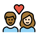 OpenMoji 13.1  🧑🏾‍❤️‍🧑🏻  Couple With Heart: Person, Person, Medium-dark Skin Tone, Light Skin Tone Emoji