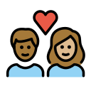 OpenMoji 13.1  🧑🏾‍❤️‍🧑🏼  Couple With Heart: Person, Person, Medium-dark Skin Tone, Medium-light Skin Tone Emoji