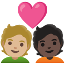 Google (Android 12L)  🧑🏼‍❤️‍🧑🏿  Couple With Heart: Person, Person, Medium-light Skin Tone, Dark Skin Tone Emoji