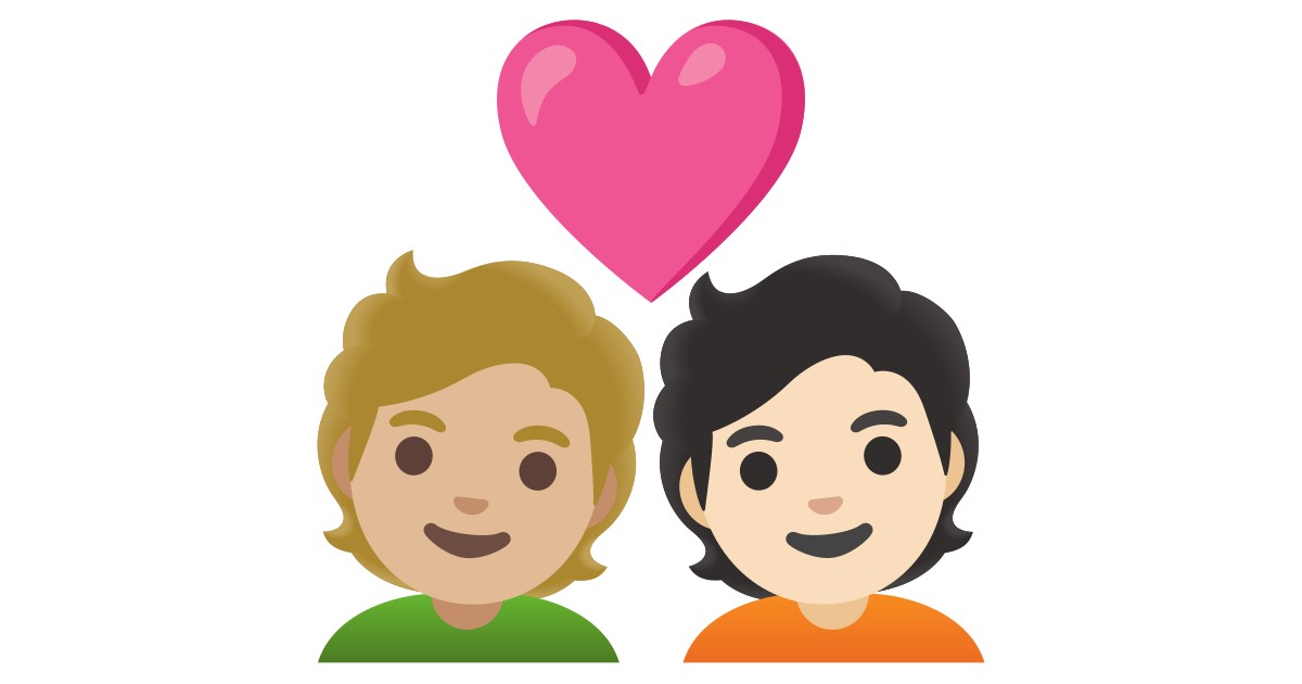 🧑🏼‍❤️‍🧑🏻  Couple With Heart: Person, Person, Medium-light Skin Tone, Light Skin Tone
