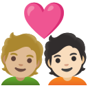 Google (Android 12L)  🧑🏼‍❤️‍🧑🏻  Couple With Heart: Person, Person, Medium-light Skin Tone, Light Skin Tone Emoji