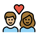 OpenMoji 13.1  🧑🏼‍❤️‍🧑🏾  Couple With Heart: Person, Person, Medium-light Skin Tone, Medium-dark Skin Tone Emoji