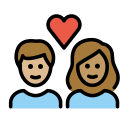 OpenMoji 13.1  🧑🏼‍❤️‍🧑🏽  Couple With Heart: Person, Person, Medium-light Skin Tone, Medium Skin Tone Emoji