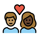 OpenMoji 13.1  🧑🏽‍❤️‍🧑🏿  Couple With Heart: Person, Person, Medium Skin Tone, Dark Skin Tone Emoji