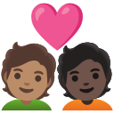 Google (Android 12L)  🧑🏽‍❤️‍🧑🏿  Couple With Heart: Person, Person, Medium Skin Tone, Dark Skin Tone Emoji