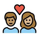OpenMoji 13.1  🧑🏽‍❤️‍🧑🏼  Couple With Heart: Person, Person, Medium Skin Tone, Medium-light Skin Tone Emoji