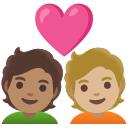 Google (Android 12L)  🧑🏽‍❤️‍🧑🏼  Couple With Heart: Person, Person, Medium Skin Tone, Medium-light Skin Tone Emoji