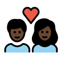 OpenMoji 13.1  👩🏿‍❤️‍👨🏿  Couple With Heart: Woman, Man, Dark Skin Tone Emoji