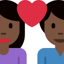 Twitter (Twemoji 14.0)  👩🏿‍❤️‍👨🏿  Couple With Heart: Woman, Man, Dark Skin Tone Emoji