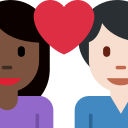 Twitter (Twemoji 14.0)  👩🏿‍❤️‍👨🏻  Couple With Heart: Woman, Man, Dark Skin Tone, Light Skin Tone Emoji