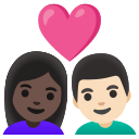 Google (Android 12L)  👩🏿‍❤️‍👨🏻  Couple With Heart: Woman, Man, Dark Skin Tone, Light Skin Tone Emoji