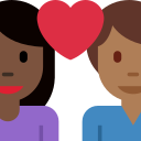 Twitter (Twemoji 14.0)  👩🏿‍❤️‍👨🏾  Couple With Heart: Woman, Man, Dark Skin Tone, Medium-dark Skin Tone Emoji