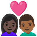 Google (Android 12L)  👩🏿‍❤️‍👨🏾  Couple With Heart: Woman, Man, Dark Skin Tone, Medium-dark Skin Tone Emoji