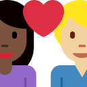 Twitter (Twemoji 14.0)  👩🏿‍❤️‍👨🏼  Couple With Heart: Woman, Man, Dark Skin Tone, Medium-light Skin Tone Emoji