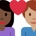 Twitter (Twemoji 14.0)  👩🏿‍❤️‍👨🏽  Couple With Heart: Woman, Man, Dark Skin Tone, Medium Skin Tone Emoji