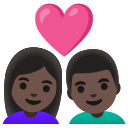 Google (Android 12L)  👩🏿‍❤️‍👨🏿  Couple With Heart: Woman, Man, Dark Skin Tone Emoji