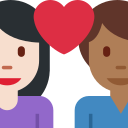 Twitter (Twemoji 14.0)  👩🏻‍❤️‍👨🏾  Couple With Heart: Woman, Man, Light Skin Tone, Medium-dark Skin Tone Emoji