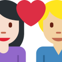 Twitter (Twemoji 14.0)  👩🏻‍❤️‍👨🏼  Couple With Heart: Woman, Man, Light Skin Tone, Medium-light Skin Tone Emoji