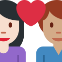 Twitter (Twemoji 14.0)  👩🏻‍❤️‍👨🏽  Couple With Heart: Woman, Man, Light Skin Tone, Medium Skin Tone Emoji