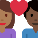 Twitter (Twemoji 14.0)  👩🏾‍❤️‍👨🏿  Couple With Heart: Woman, Man, Medium-dark Skin Tone, Dark Skin Tone Emoji