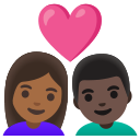 Google (Android 12L)  👩🏾‍❤️‍👨🏿  Couple With Heart: Woman, Man, Medium-dark Skin Tone, Dark Skin Tone Emoji