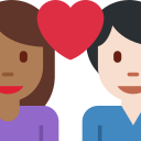 Twitter (Twemoji 14.0)  👩🏾‍❤️‍👨🏻  Couple With Heart: Woman, Man, Medium-dark Skin Tone, Light Skin Tone Emoji