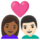 Google (Android 12L)  👩🏾‍❤️‍👨🏻  Couple With Heart: Woman, Man, Medium-dark Skin Tone, Light Skin Tone Emoji