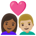 Google (Android 12L)  👩🏾‍❤️‍👨🏼  Couple With Heart: Woman, Man, Medium-dark Skin Tone, Medium-light Skin Tone Emoji
