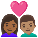 Google (Android 12L)  👩🏾‍❤️‍👨🏽  Couple With Heart: Woman, Man, Medium-dark Skin Tone, Medium Skin Tone Emoji