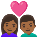 Google (Android 12L)  👩🏾‍❤️‍👨🏾  Couple With Heart: Woman, Man, Medium-dark Skin Tone Emoji