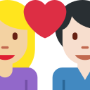 Twitter (Twemoji 14.0)  👩🏼‍❤️‍👨🏻  Couple With Heart: Woman, Man, Medium-light Skin Tone, Light Skin Tone Emoji