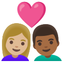 Google (Android 12L)  👩🏼‍❤️‍👨🏾  Couple With Heart: Woman, Man, Medium-light Skin Tone, Medium-dark Skin Tone Emoji