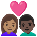 Google (Android 12L)  👩🏽‍❤️‍👨🏿  Couple With Heart: Woman, Man, Medium Skin Tone, Dark Skin Tone Emoji