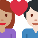 Twitter (Twemoji 14.0)  👩🏽‍❤️‍👨🏻  Couple With Heart: Woman, Man, Medium Skin Tone, Light Skin Tone Emoji